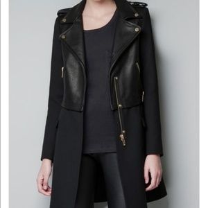 ZARA leather moto coat XS